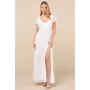 Lulus Women Simply Delightful Dress White Maxi Tie Back Size XL NWOT